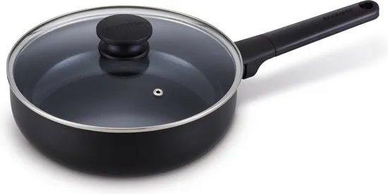 Brabantia VANTA Hapjespan - Ø 24 cm - met deksel - Keramische antibaklaag - Titanium versterkt - PFAS-vrij - Geschikt voor inductie - Zwart