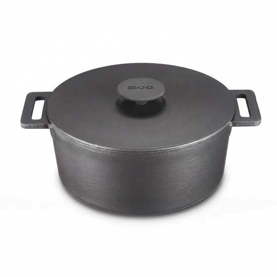 MOA Gietijzeren Braadpan - 4,75L Stoofpot - Voor Alle Warmtebronnen incl. Inductie - Met Deksel - Ø 26cm - Anti-Aanbaklaag - PFAS-vrij - Zwart