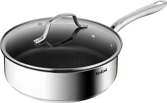 Tefal Infinite Hapjespan - 24cm - Geschikt voor alle warmtebronnen - Inclusief glazen deksel - RVS - PFOA Vrij
