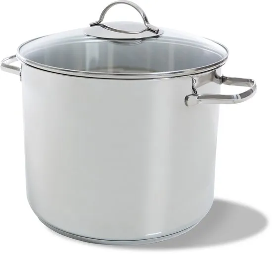 BK Soeppan 26cm - 11L - Zonder PFAS-vrije antikleeflaag - Inductie kookpan - RVS kookpan - Ovenbestendig tot 230°C - Met glazen deksel - Zilver