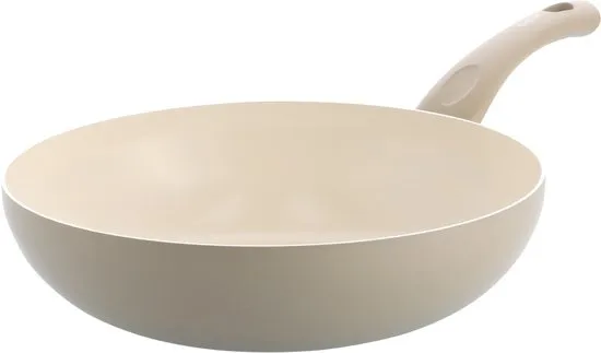Kochstar Essenz Taupe Keramische Wokpan - 28cm - 3.57L - PFAS-vrij - Inductie wokpan - Inductie pan - Keramische anti-aanbaklaag - Koelgreep - Ovenbestendig tot 130° C - Taupe