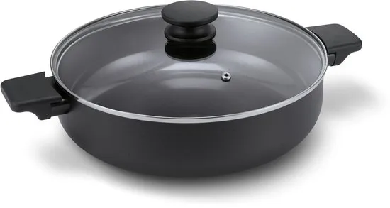 Brabantia VANTA Hapjespan - Ø 28 cm - met Deksel - Sauteerpan - Keramische Antiaanbaklaag Titanium Versterkt - Geschikt voor Inductie - 100% PFAS Vrij - Zwart
