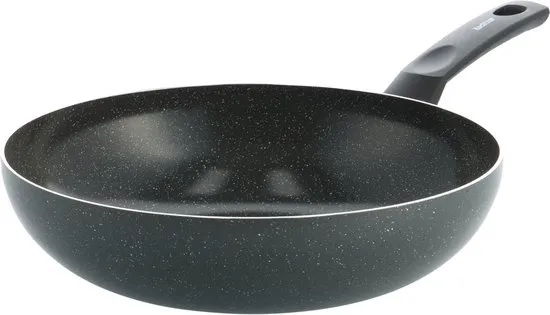 Kochstar Stein Keramische Wokpan - Zonder deksel - 28cm - 3.57L- PFAS-vrij - Inductie wokpan - Inductie pan - Keramische anti-aanbaklaag - Koelgreep - Ovenbestendig tot 130° C - Graniet