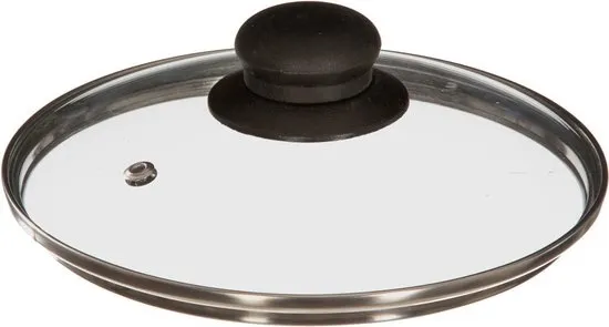 Universele Glazen Pan deksel - Ø18 cm - Ronde Pandeksel Glas met stoomgaatje - Transparant - Voor pannen van 18 Cm