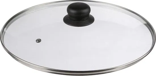 Universele Glazen Pan deksel - Ø30 cm - Ronde Pandeksel Glas met stoomgaatje - Transparant - Voor pannen van 30 Cm
