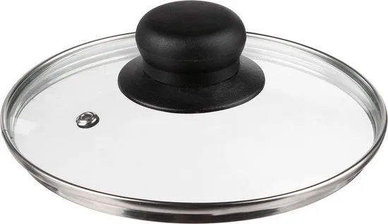 Universele Glazen Pan deksel - Ø16 cm - Ronde Pandeksel Glas met stoomgaatje - Transparant - Voor pannen van 16 Cm