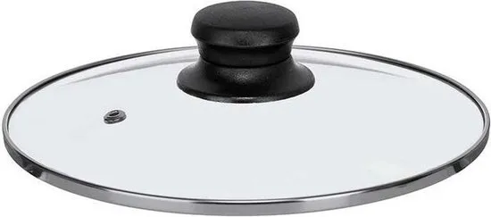 Universele pannendeksel voor pannen van 20,5 cm - glas - stoomgaatje - D20.5 x H6 cm