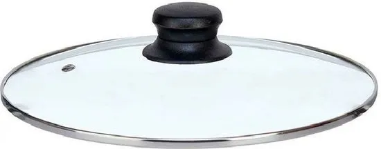 Kinvara Universele pannendeksel voor pannen van 22,5 cm - glas - stoomgaatje - D22.5 x H6 cm