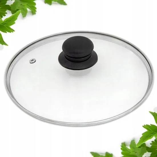 Pannendeksel 16 cm – Glazen Pannendeksel met Stoomopening – Deksel voor Pan & Steelpan