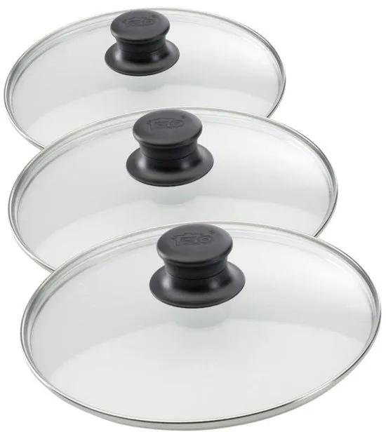 Set van 3 glazen deksels voor koken 20 cm 24 cm en 28 cm Elo