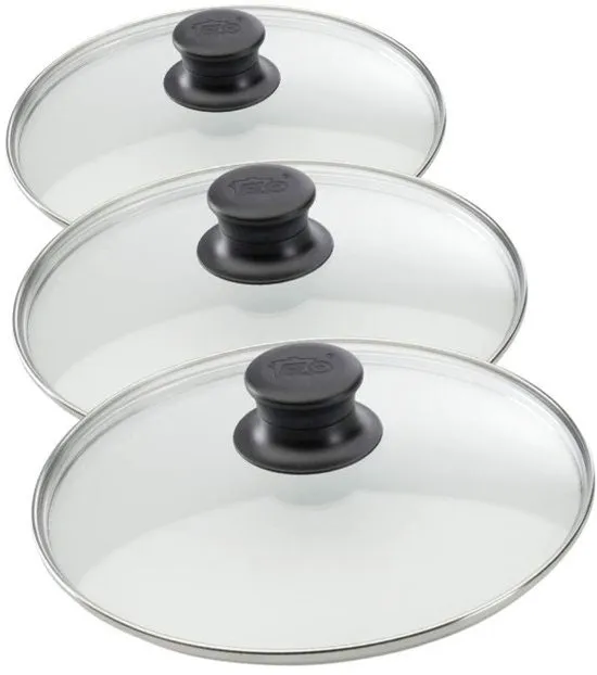 Set van 3 glazen kookdeksels van 24 cm, 28 cm en 32 cm (Elo)