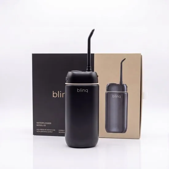 Blinq Waterflosser V3 Zwart - water flosser - monddouche - elektrische flosser - mondverzorging - mondirrigator - tandenflosser - floss apparaat - 4 standen - USB C - compact - draadloos