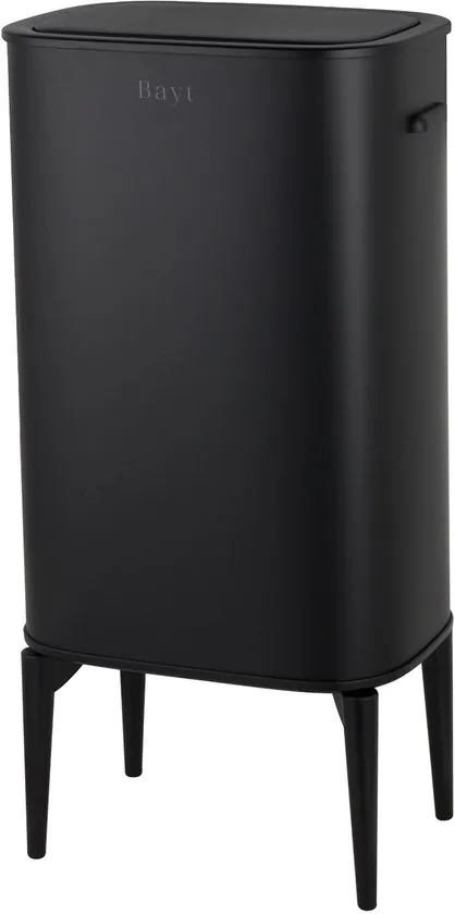 Bayt Prullenbak op pootjes - Prullenbak 60 Liter vuilniszakken - Prullenbak met Sensor - Vuilnisbak - Afvalbak - RVS - Zwart - 53L
