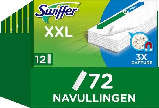Swiffer XXL - Vloerwisser navulling - Vangt En Houdt Stof Vast - 72 Droge Vloerdoekjes