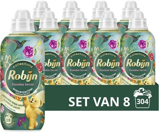 Robijn - Wasverzachter - Paradise Secret - 8 flessen - 304 wasbeurten - Voordeelverpakking