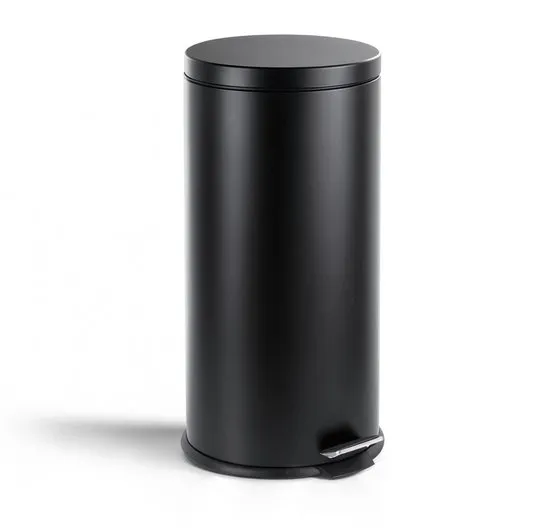 HUSH Living - Prullenbak Metaal - 30L - Soft Close Deksel - Pedaalemmer - Uitneembare Binnenemmer - Grote Capaciteit - Keuken & Kantoor - Zwart