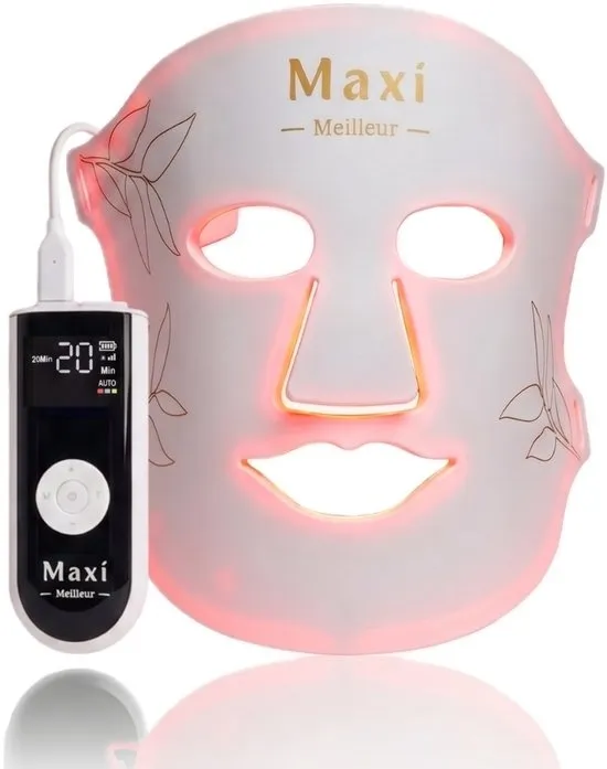 Maxi Meilleur® Pro Series - led masker lichttherapie – uw verbeterde anti aging routine met lichttechnologie - led gezichtsmasker - huidverjongingsapparaat gezicht - Red Light Therapy (rood & infrarood licht) - LED Face Mask White