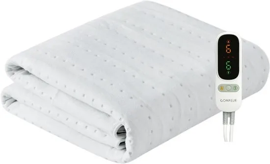 Comfeur Elektrische onderdeken 190x90 cm met Aparte Voetenzone - Elektrisch deken - Warmte deken - 3 Timer-settings - 6 Warmtestanden - Twee Warmtezones - Incl. Matrasbanden