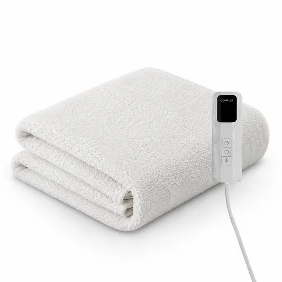 Comfeur Elektrische Onderdeken 190x80 cm - Extra Zachte Teddy Fleece Warmtedeken - Elektrisch Deken - 9 Warmtestanden - 5 Timerstanden - Incl. Matrasbanden - Extra Zachte Sherpefleece