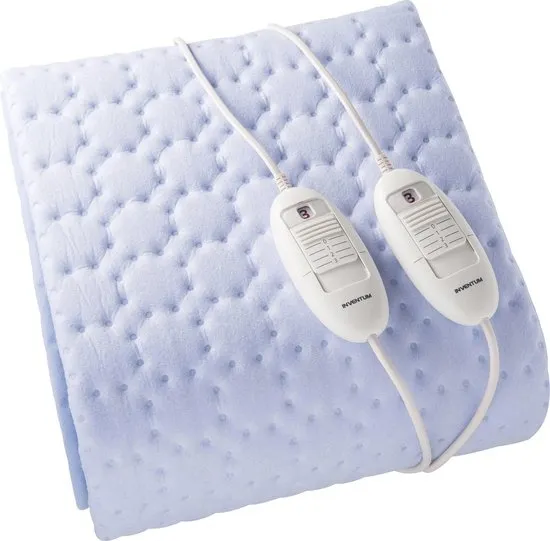 Inventum HN5211L elektrische onderdeken 150x140 cm - Tweepersoons - 3 warmtestanden - 2 schakelaars - Warmtedeken - Uitwasbaar - Oververhittingsbeveiliging - Fleece - Lichtblauw