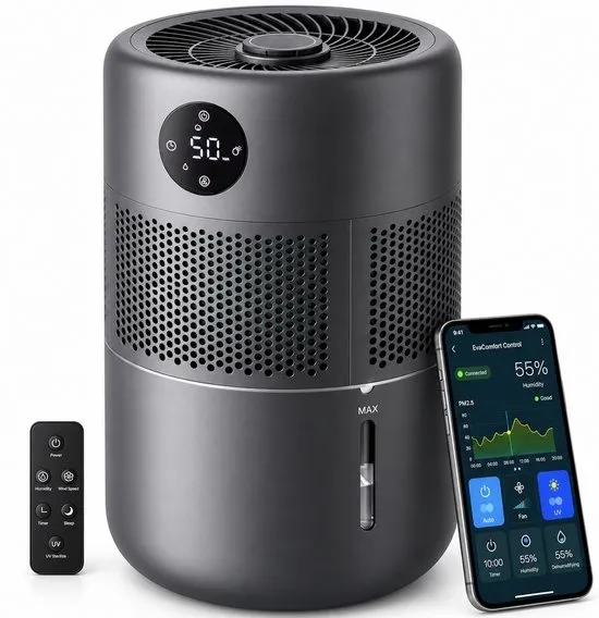 JC's - Luchtbevochtiger - luchtbevochtigers en luchtreiniger 3 in 1 - Aromatherapie - 5 Liter - Wifi - UVC lamp - Top Filling - Humidifier - Woonkamer, Slaapkamer, Kantoor, Babykamer - Hygrometer