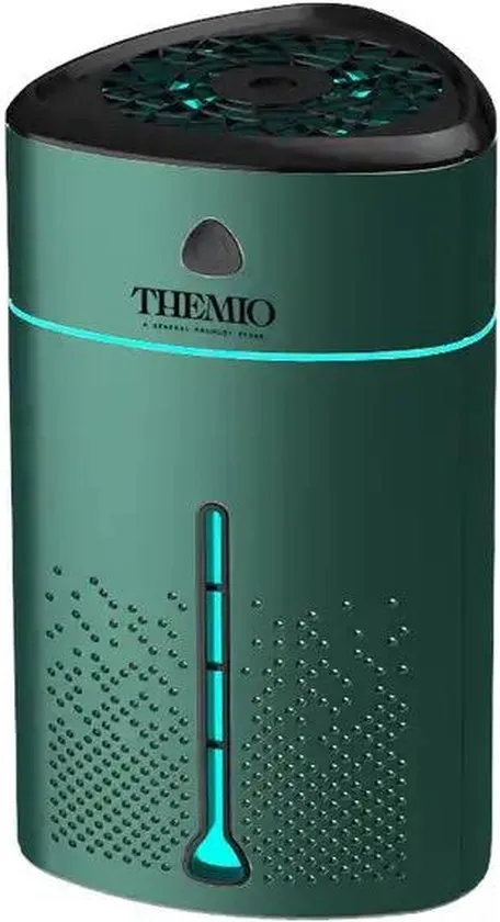 Themio Luchtbevochtiger - Groen/Zwart - inhoud waterreservoir 1L - Aroma Diffusers - Zware Mist Bevochtiger - Humidifier - geurverspreider- Sfeerverlichting