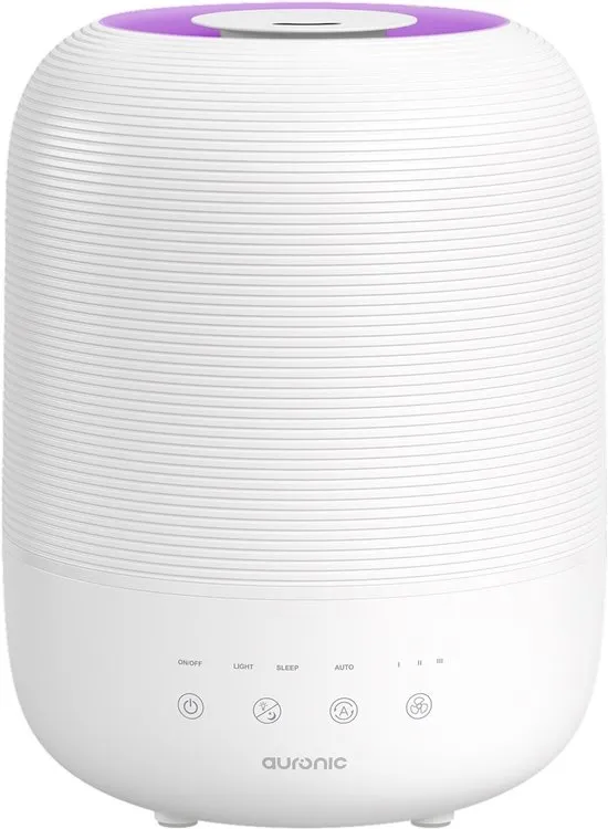 Auronic Luchtbevochtiger - 3L - Geschikt voor Slaapkamer, Babykamer, Kantoor, Woonkamer en Meer - Humidifier - BPA-Vrij - Wit