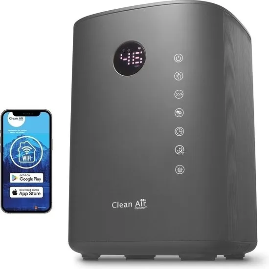 Clean Air Optima® CA-605T Smart Top Filling - 3in1: Luchtbevochtiger met Ionisator, UVC-lamp en Aromatherapie - Geschikt voor Woonkamer, Kantoor, Babykamer, Slaapkamer