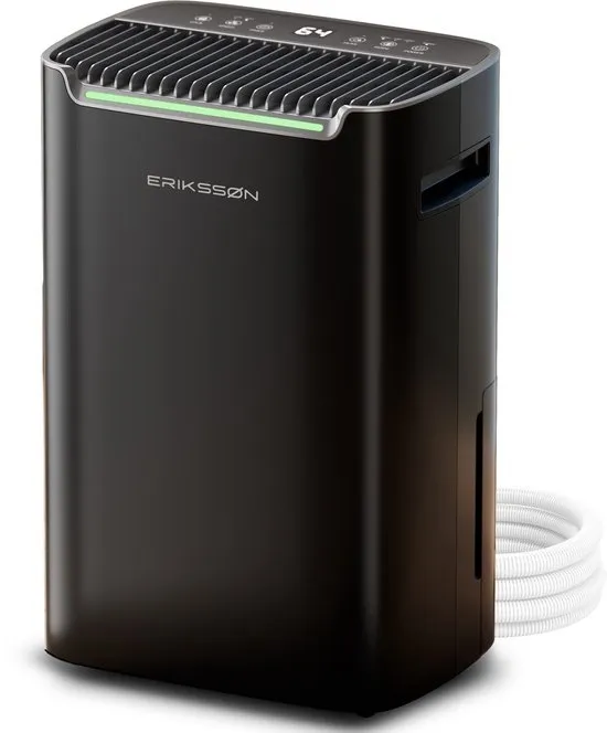 Erikssøn Luchtontvochtiger Dry Pro Plus - Ontvochtigt Tot 20 Liter Per Dag - Was-droog Functie - Geschikt Voor Huis, Slaapkamer , Badkamer , Woonkamer En Kelder - Dehumidifier - Vochtopnemer voor in huis - Zwart