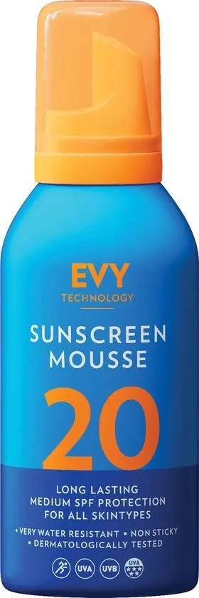 EVY Zonnebrand Mousse - SPF 20 150 ml - Beschermend en Hydraterend - Dermatalogisch aanbevolen - Zweet en water bestendig