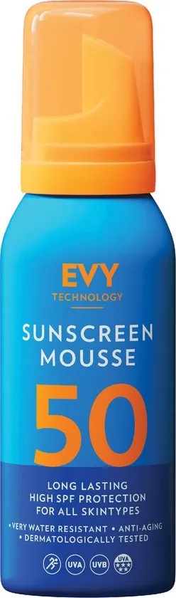 EVY Zonnebrand Mousse SPF 50 – Maximale Bescherming – Voor Gevoelige Huid – Zonder Parfum – 100ml