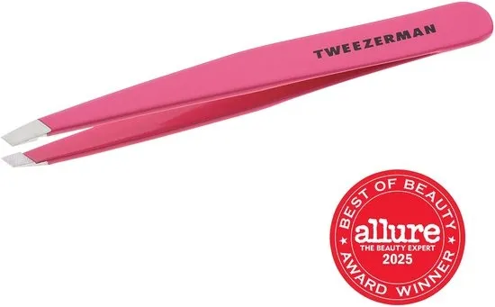 Tweezerman Slant Tweezer Pretty In Pink – Wenkbrauw Pincet - Professioneel Precisie Pincet Met Schuine Punt – Voor Epileren En Haartjes Verwijderen – Roestvrij Staal – Geschikt Voor Fijne En Stugge Haren – Roze - Epileer Pincet Voor Wenkbrauwen