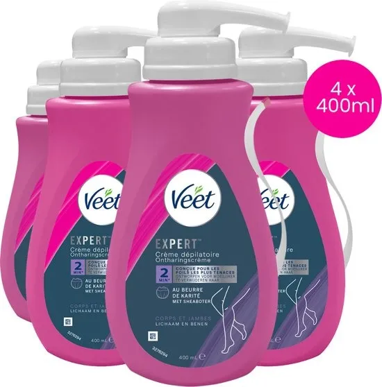 Veet - Expert - Ontharingscreme 400ML - 4 Stuks - Voordeelverpakking