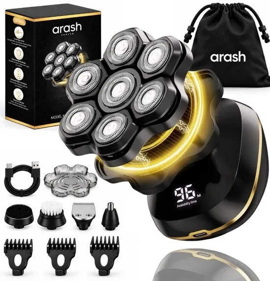 Arash® Scheerapparaat Mannen 8-in-1 - Head Shaver voor Hoofd & Lichaam - Scheermachine voor Hoofd - Hoofd Kaal Scheren - Elektrisch Scheerapparaat - Skull Skinglide Pro - Nat & Droog te Gebruiken