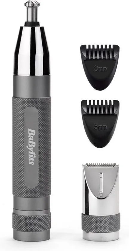BaByliss Super-X Metal Series Precisietrimmer - Neustrimmer, wenkbrauwtrimmer - incl. 2 opzetkammen - E116E