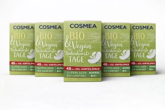 Cosmea® | 5 x 48 inlegkruisjes | NORMAAL | 240 stuks | absorberend | biologisch katoen en vegan | zonder parfum | multipack