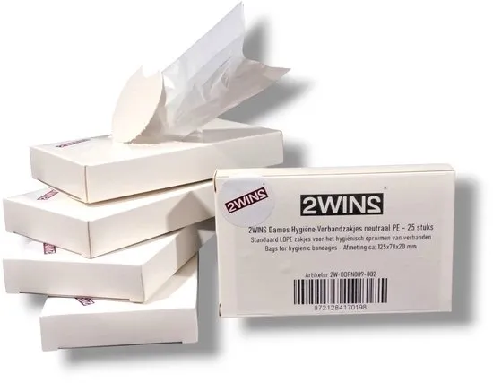 2WINS® - Damesverband zakjes - Hygiënezakjes - Plastic - 25 stuks (B4)