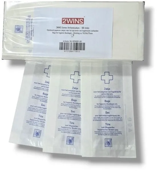 2WINS® - Papieren Damesverband zakjes - Hygiëne verbandafvalzakjes - 100 stuks