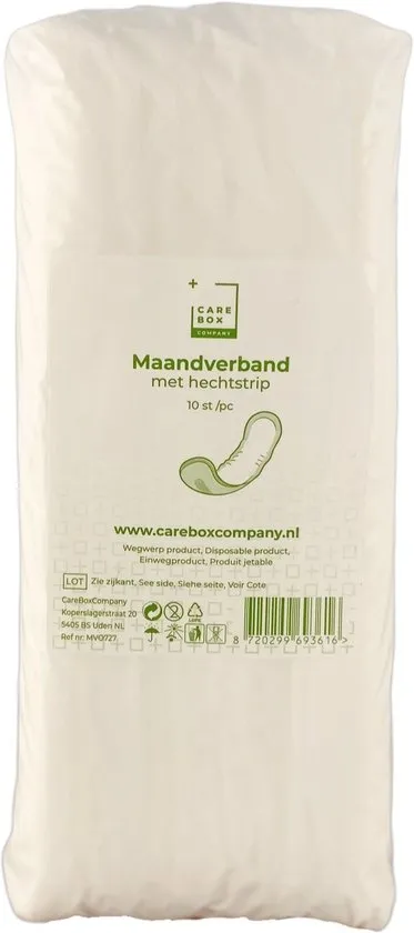 CareBoxCompany Maandverband met hechtstrip 27 x 7 (10 stuks)