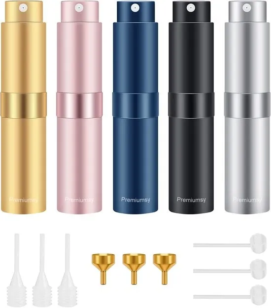 Premiumsy Parfumverstuiver Navulbaar - 5 stuks - Mini Parfum Flesje - Parfum Verstuiver Set - Parfumflesje - Reisflesjes 8 ML - Handbagage - Meerdere Kleuren