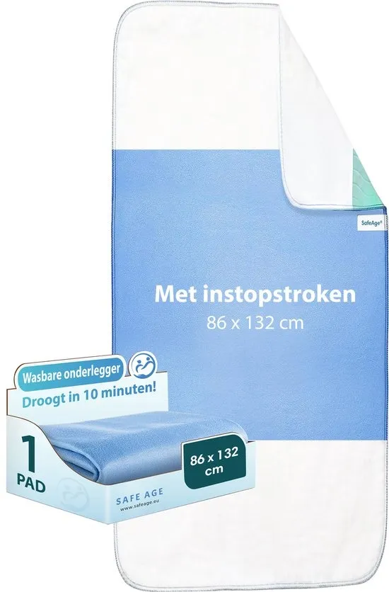Safe Age® wasbare incontinentie onderleggers met instopsroken - voor volwassenen, huisdieren en kinderen - matrasbeschermer - anti slip - Groot met instopstroken