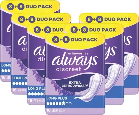 Always Discreet Verband Voor Urineverlies Dames Long Plus - 6 x 16 Verbanden