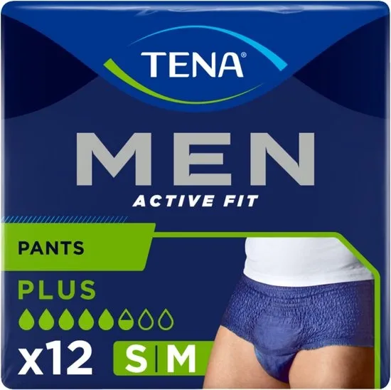 TENA - Men Active Fit Pants Plus S/M - 4 x 12 stuks - Voordeelverpakking