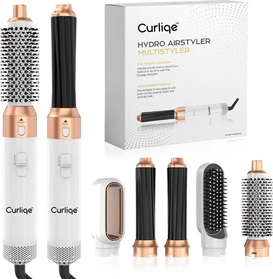 Curliqe™ Föhnborstel - Airstyler - Krulborstel - Krultangen - 5 in 1 Multistyler - Wit