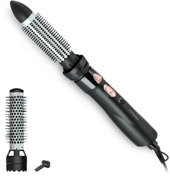 Carmen DC5250 - Föhnborstel -  550 watt - Intrekbare tanden - 2 opzetstukken - Dual voltage