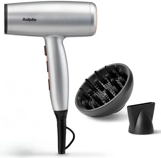 BaByliss Cosmos Föhn - Krachtige Haardroger met Diffuser - Lichtgewicht - Ionische functie voor minder pluizig haar - 3 temperaturen plus Cool Shot - Compleet met Blaasmond - D580DE