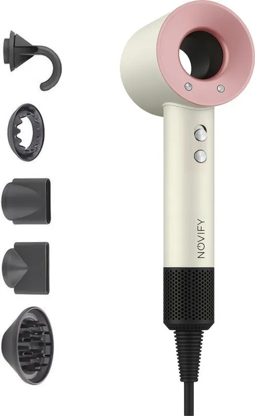 NOVIFY® Fohn - Fohnborstel - Haardroger met 5 opzetstukken - Fohn met Diffuser - 1500W - Beige - 2026