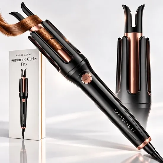 Sansbeauté Automatische Krultang - Keramische Haarkruller - Haarkrultang - Hair Curler - Haarstyler - Wavy Hair - Curling Iron - Krulborstel Roterend - Golvenkrultang - Wave Krultang