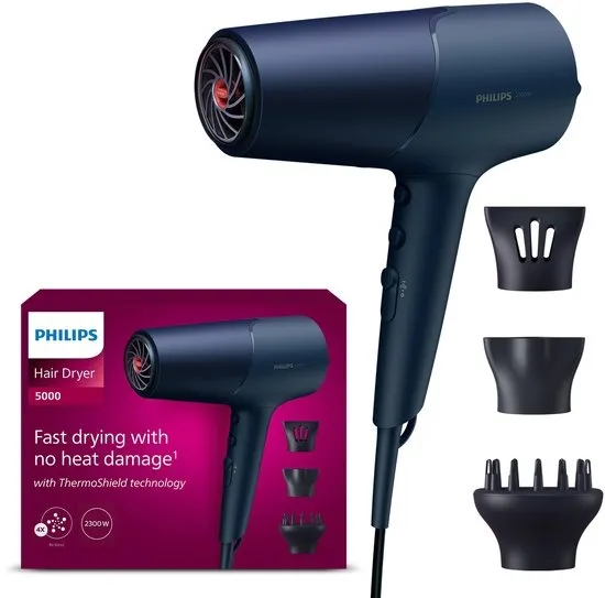 Philips Series 5000 - Föhn met ThermoShield-technologie – Snel drogen zonder hittebeschadiging - BHD510/20
