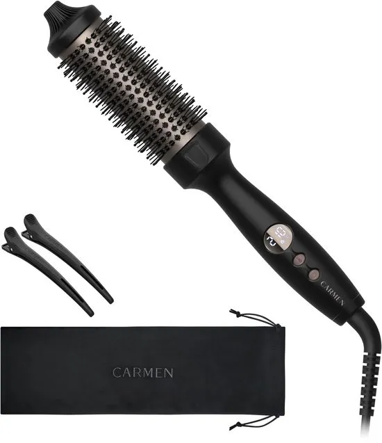 Carmen CTB3830B - Krulborstel - Thermal Brush - Warmteborstel met Toermalijn - LED Display - 5 Warmtestanden - 38mm